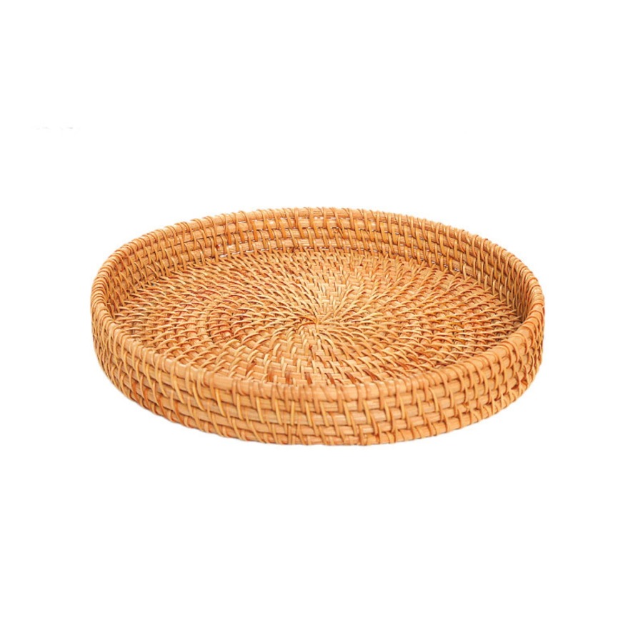 Round Rattan Serving Tray with - Rattan Tray Handle ulasan dan harga