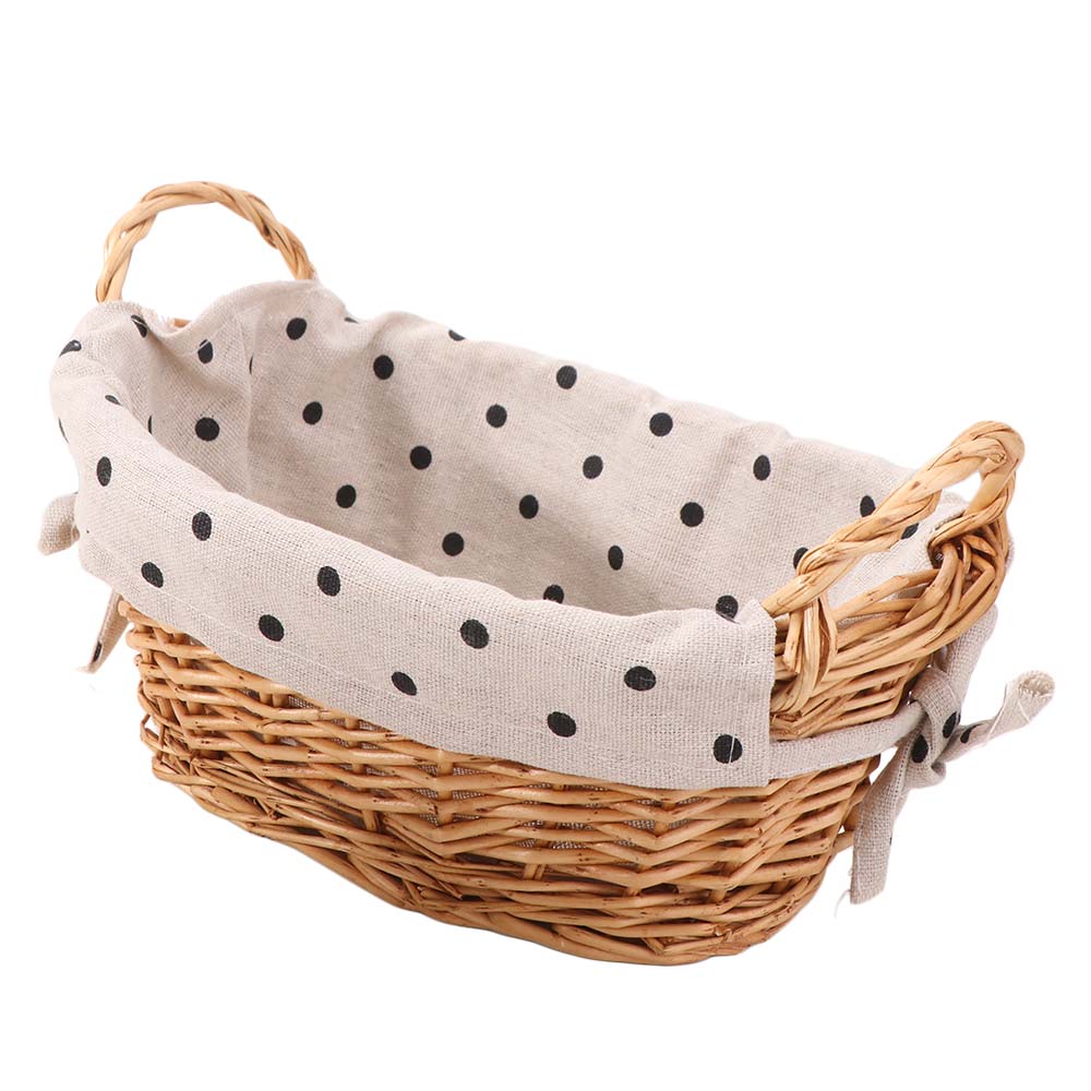 Vintage Fabric Rattan Storage  - Rattan Tray Handle ulasan dan harga