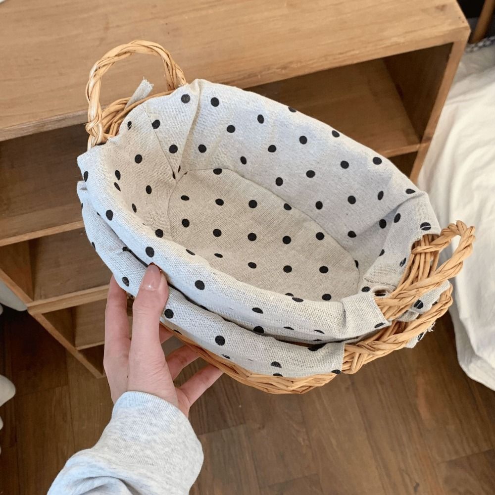 Vintage Fabric Rattan Storage  - Rattan Tray Handle ulasan dan harga