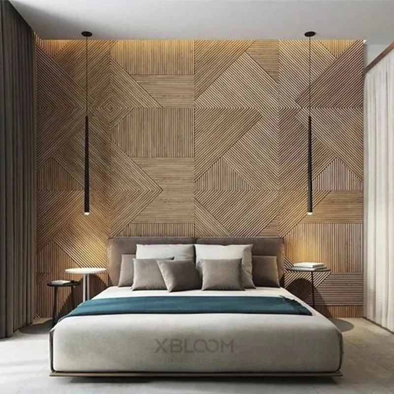 12pcs 50cm 3D wall decor Wood  - Wall Panel 3D Texture ulasan dan harga