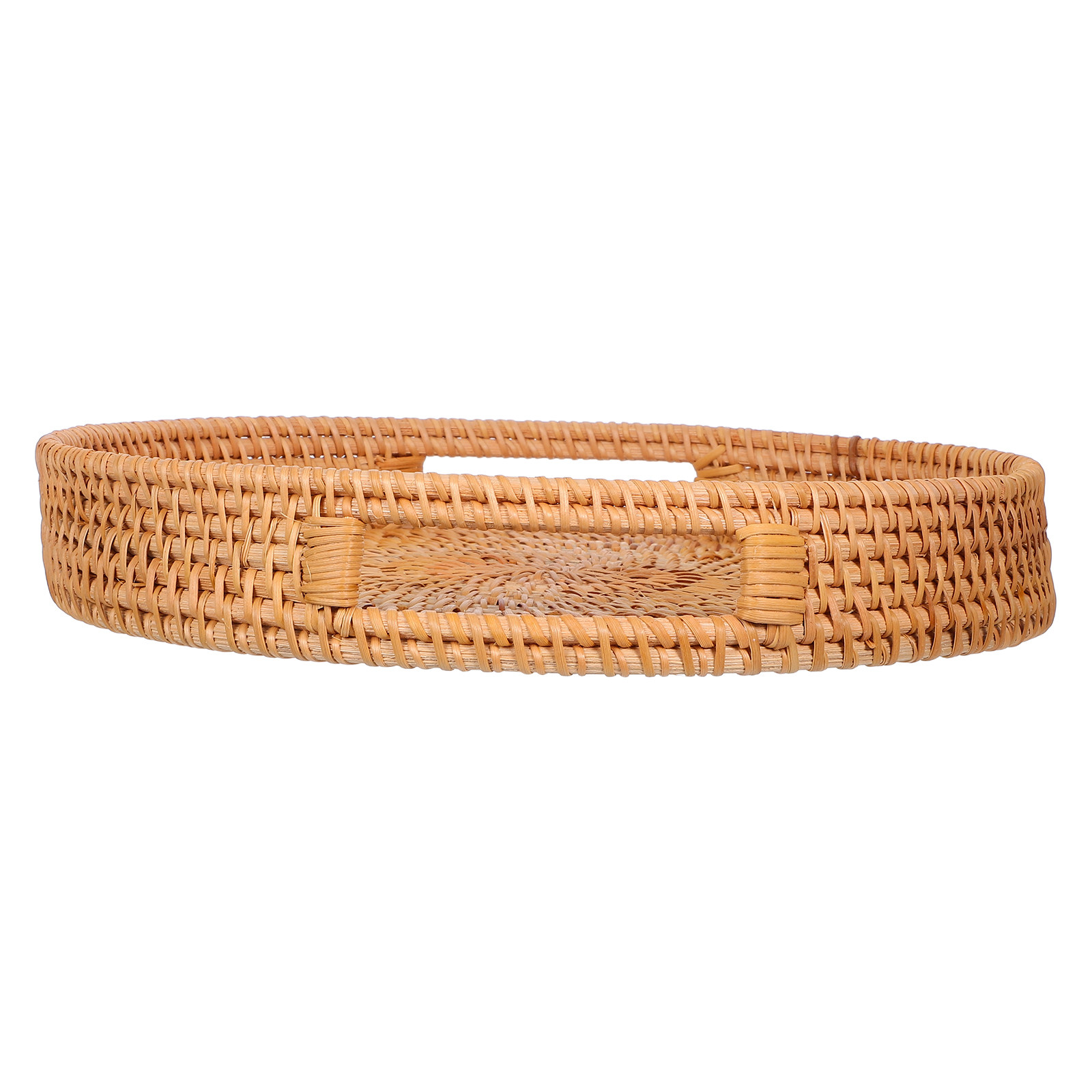 14-Inch Woven Rattan Tray Roun - Rattan Tray Handle ulasan dan harga