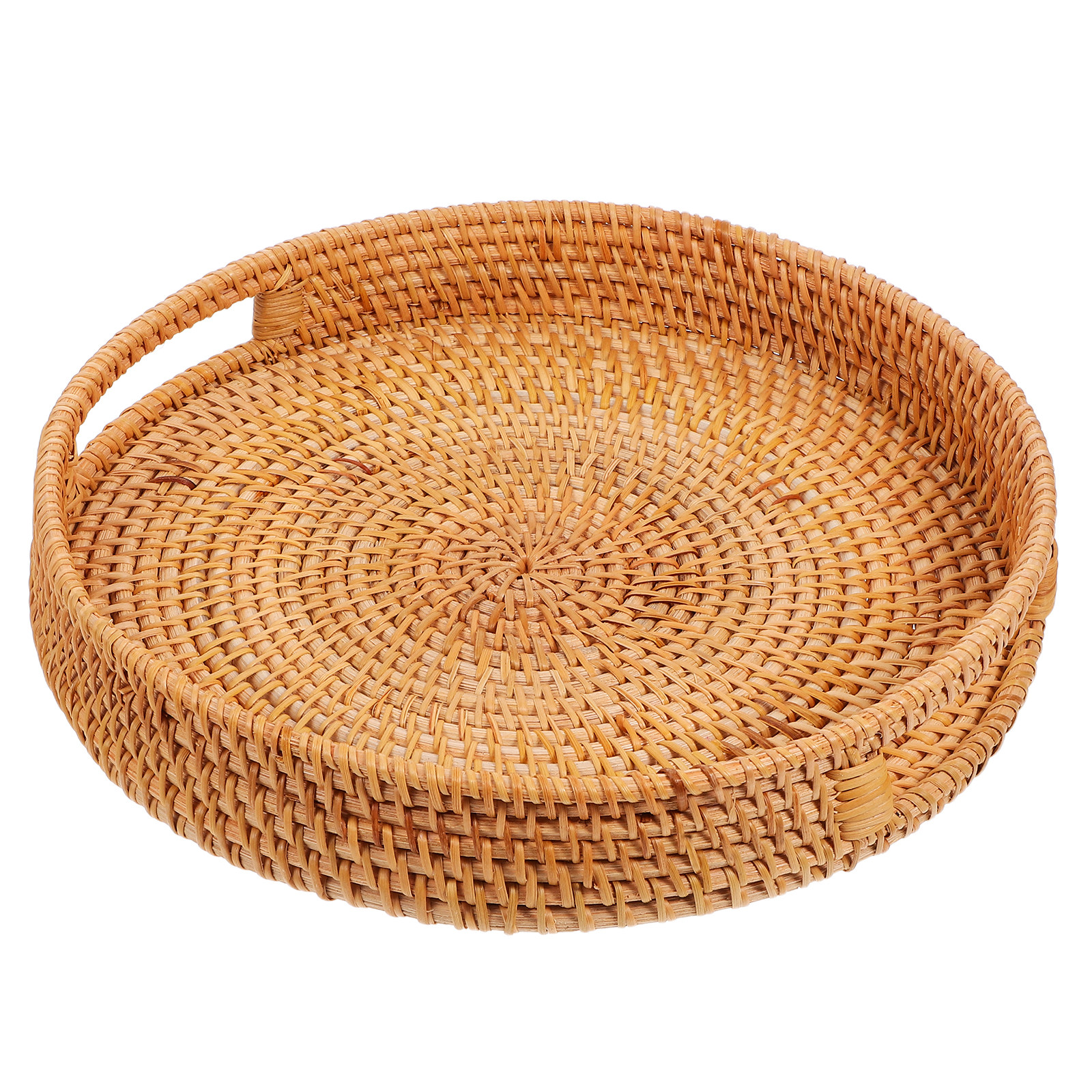 14-Inch Woven Rattan Tray Roun - Rattan Tray Handle ulasan dan harga