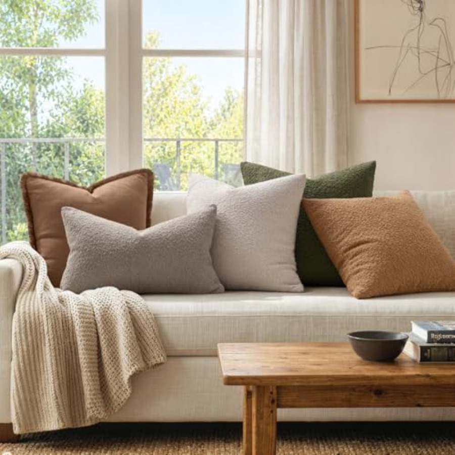 20x20 Inch Decorative Pillow C - Textured Throw Natural ulasan dan harga