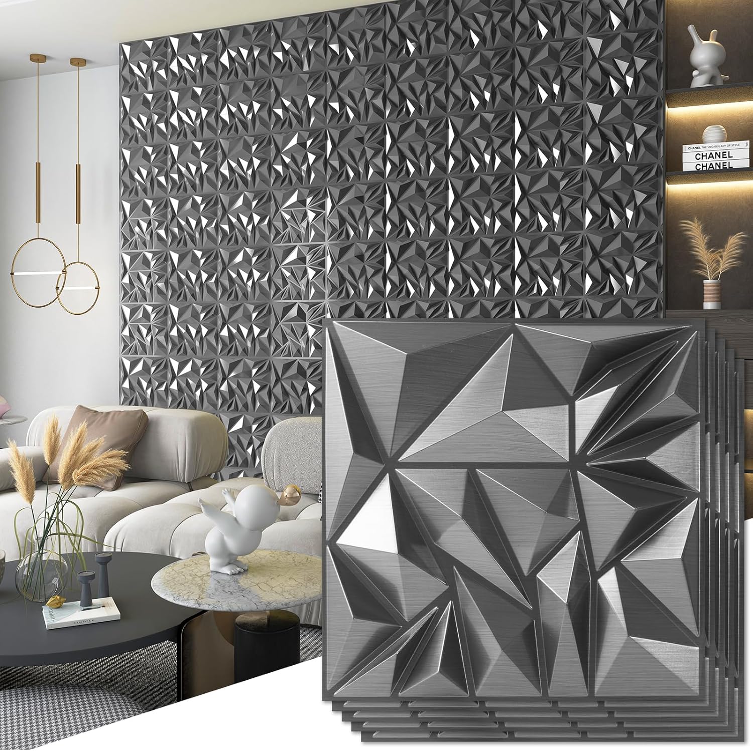 33-Pack 3D Wall Panels Diamond - Wall Panel 3D Texture ulasan dan harga