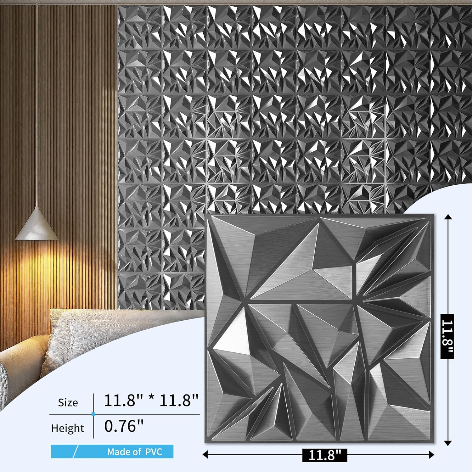 33-Pack 3D Wall Panels Diamond - Wall Panel 3D Texture ulasan dan harga