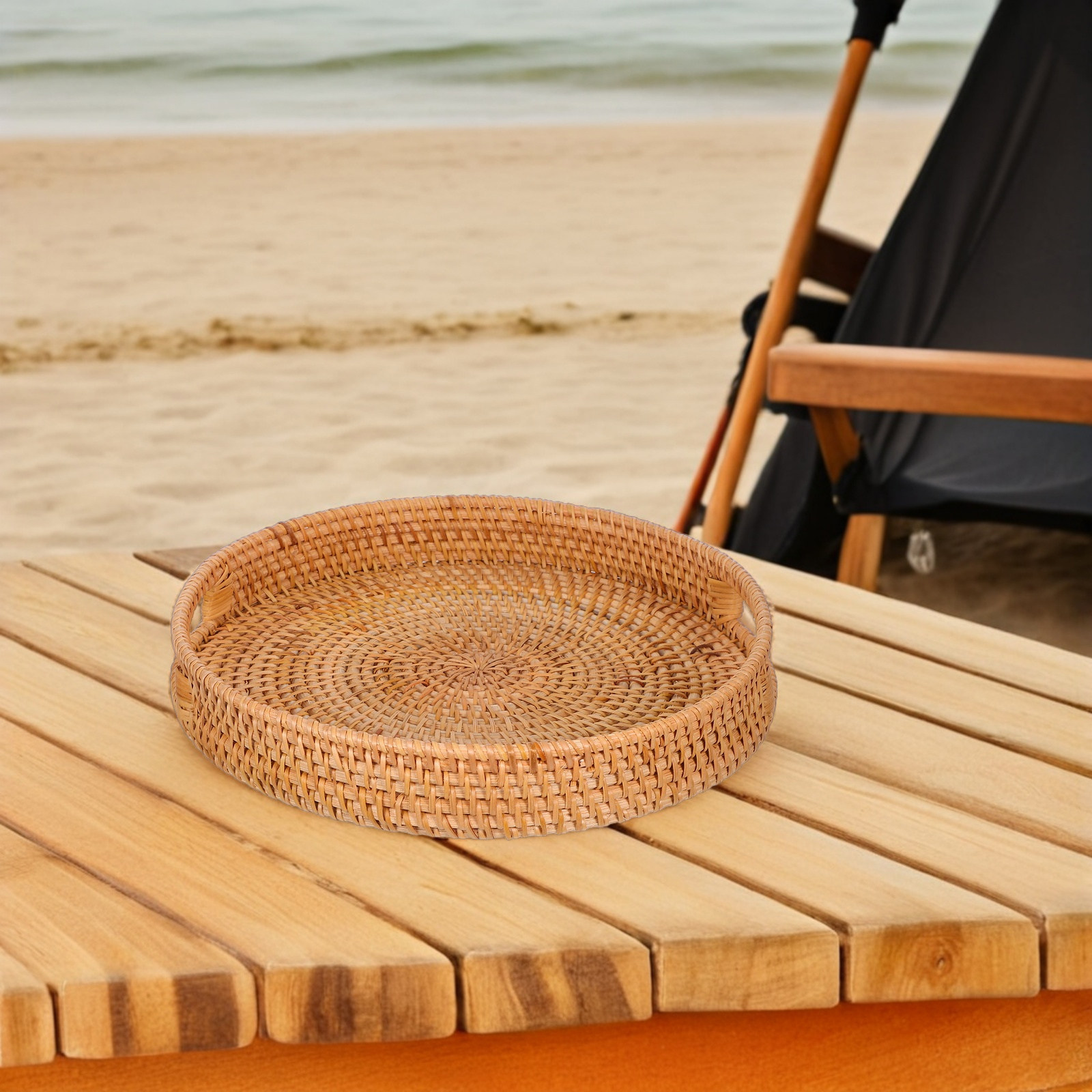 Round Rattan Tray 14 Inch Hand - Rattan Tray Handle ulasan dan harga