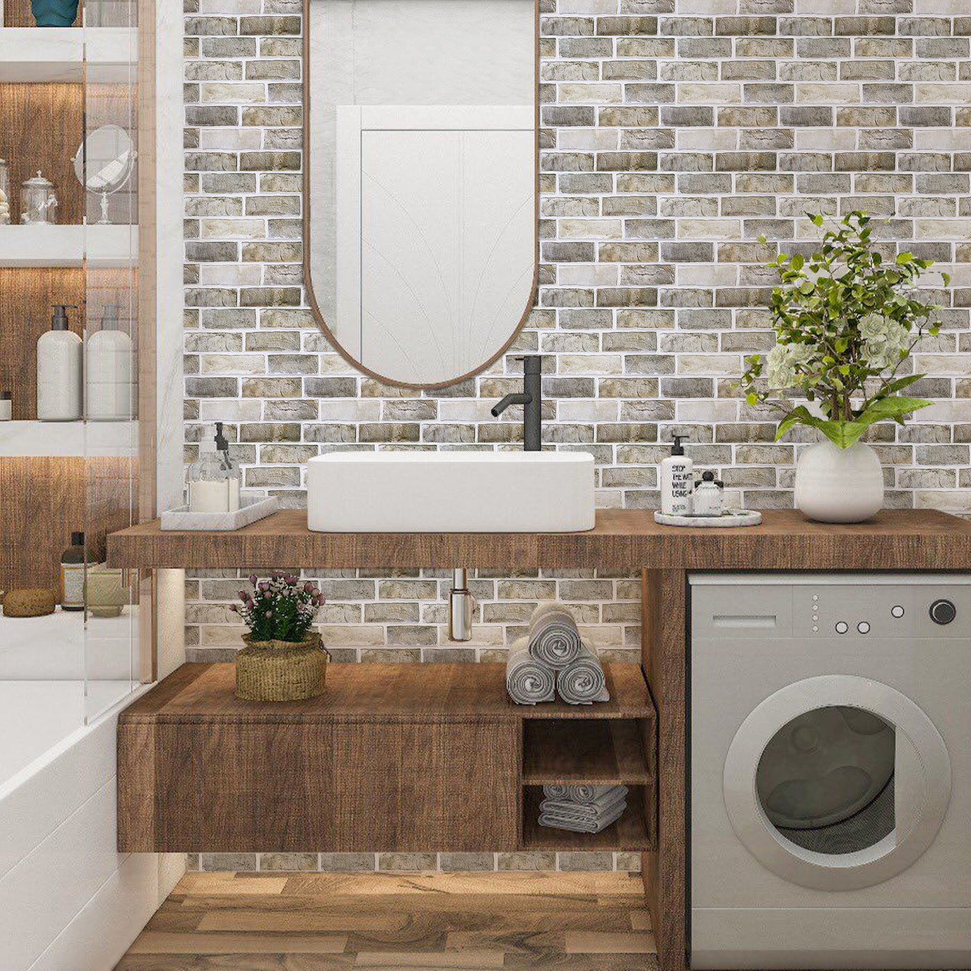 10pcs 3D Faux Brick Peel and S - Wall Panel 3D Texture ulasan dan harga