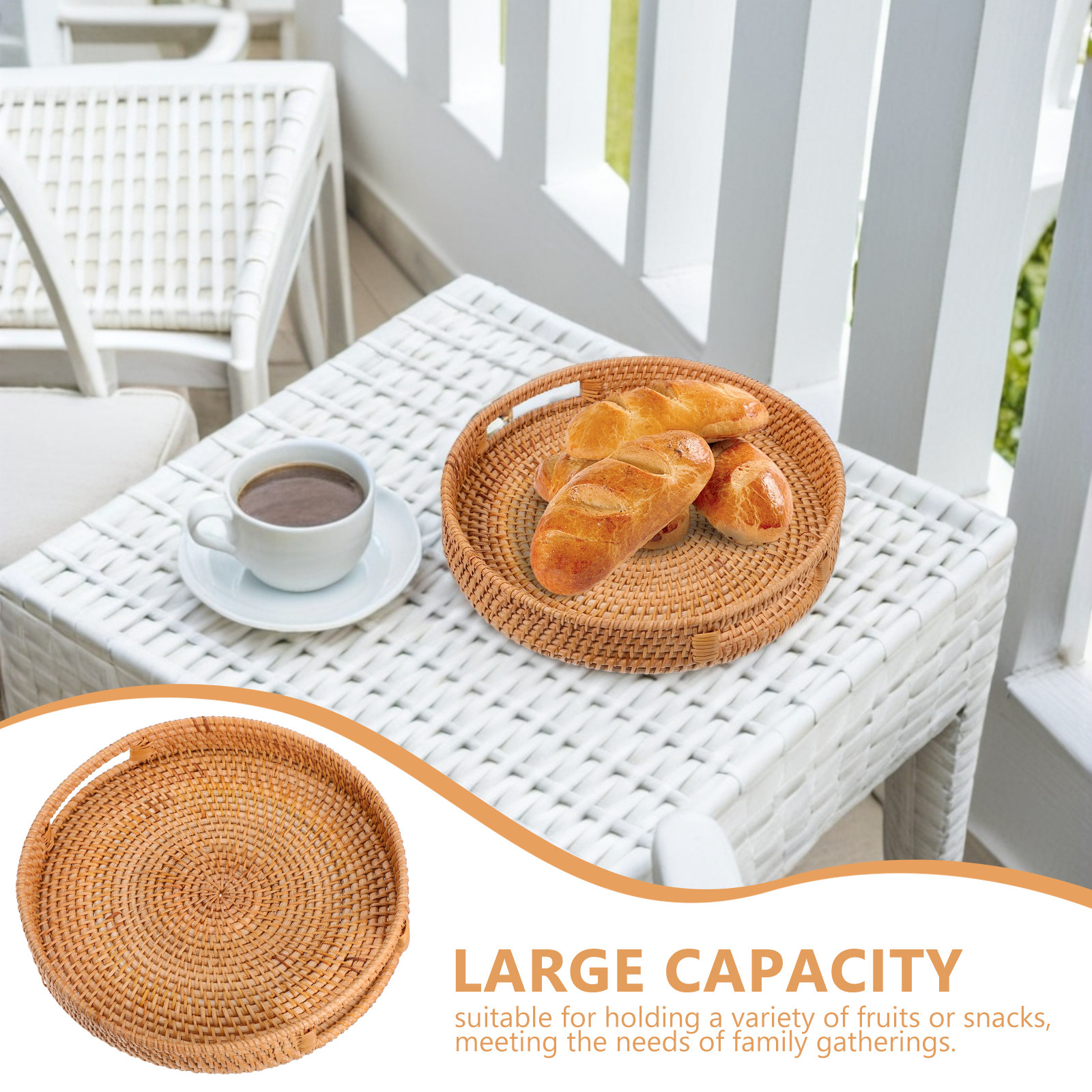 Round Rattan Tray Handwoven Ho - Rattan Tray Handle ulasan dan harga