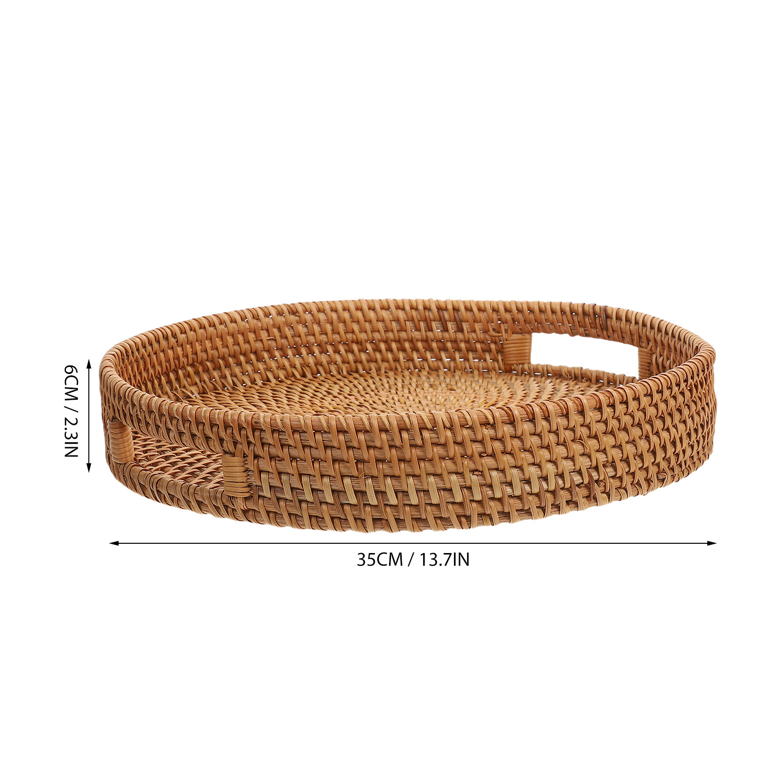 Round Rattan Tray Handwoven Ho - Rattan Tray Handle ulasan dan harga