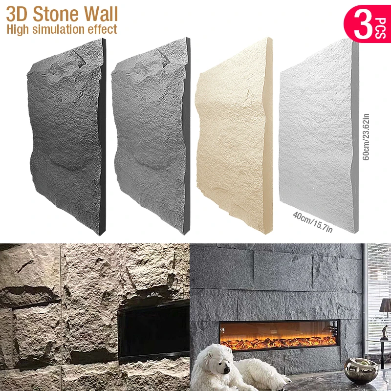 60x40cm box stone texture 3D w - Wall Panel 3D Texture ulasan dan harga