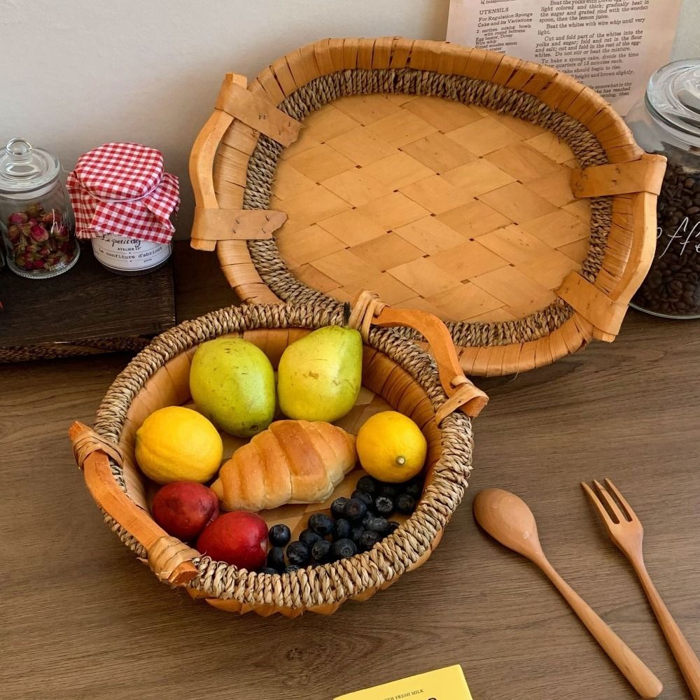 Vintage Handmade Handwoven Sto - Rattan Tray Handle ulasan dan harga