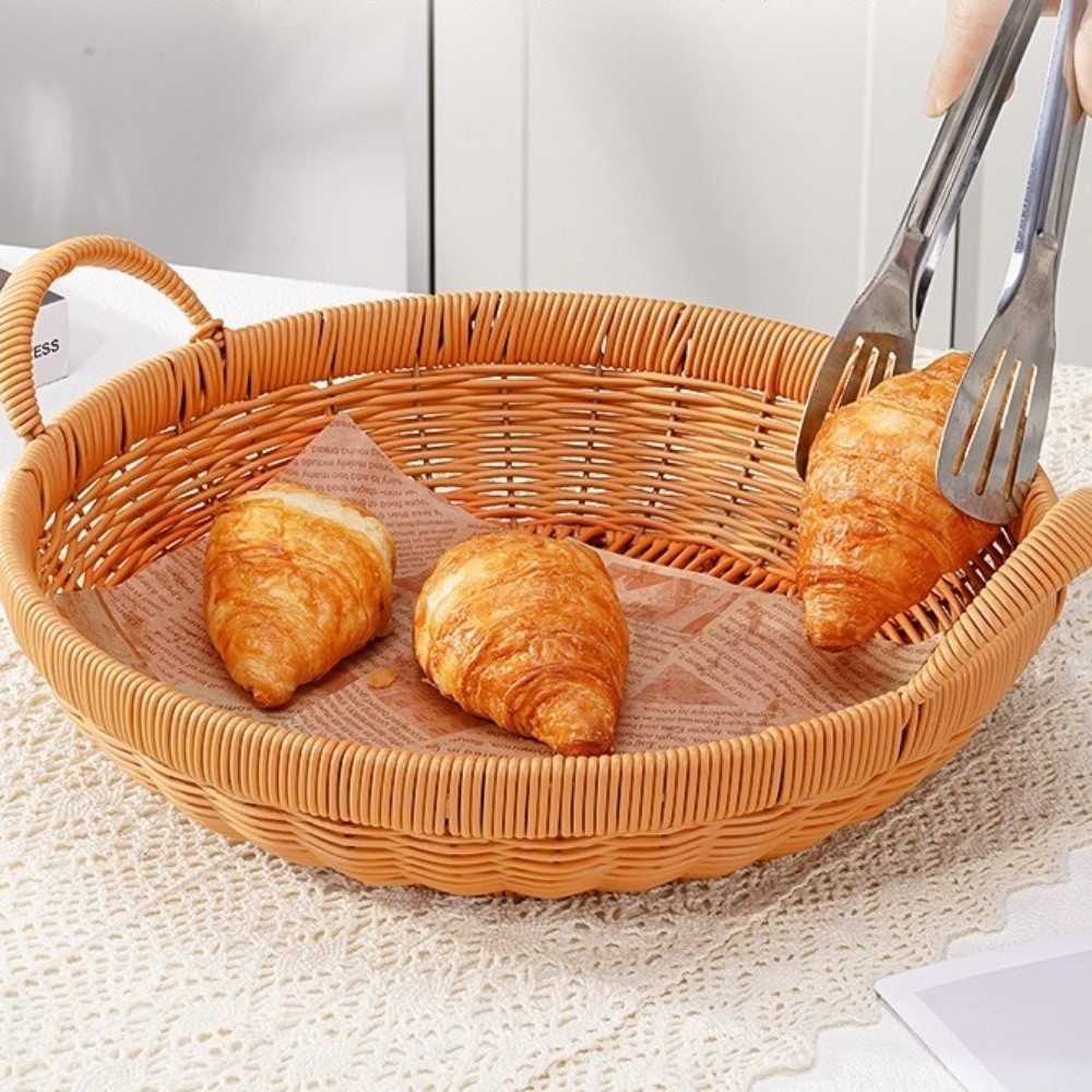 New Round Shape Rattan Basket  - Rattan Tray Handle ulasan dan harga