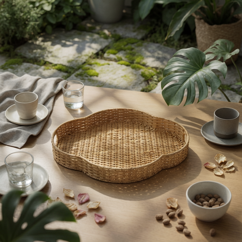 Wicker Tray with Handles Handw - Rattan Tray Handle ulasan dan harga
