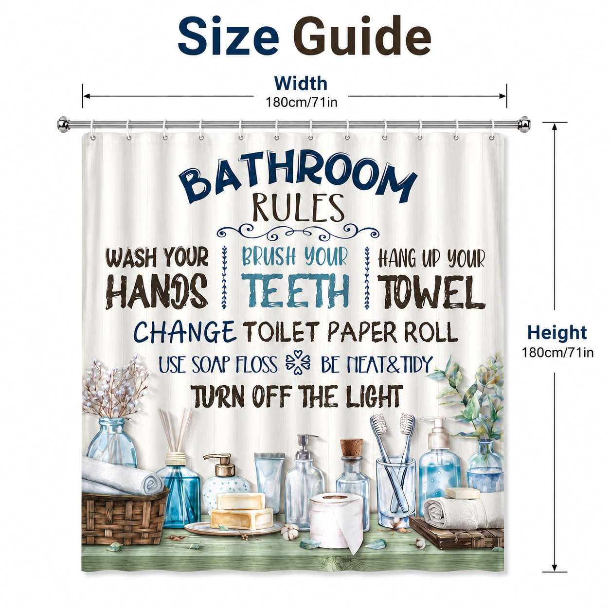 Bathroom Rules Shower Curtain  - Interior Design Rules ulasan dan harga