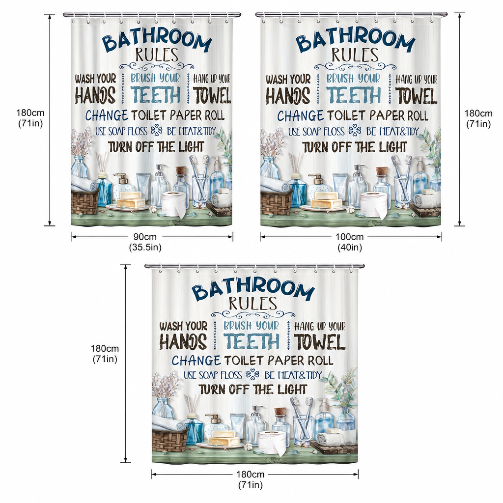 Bathroom Rules Shower Curtain  - Interior Design Rules ulasan dan harga