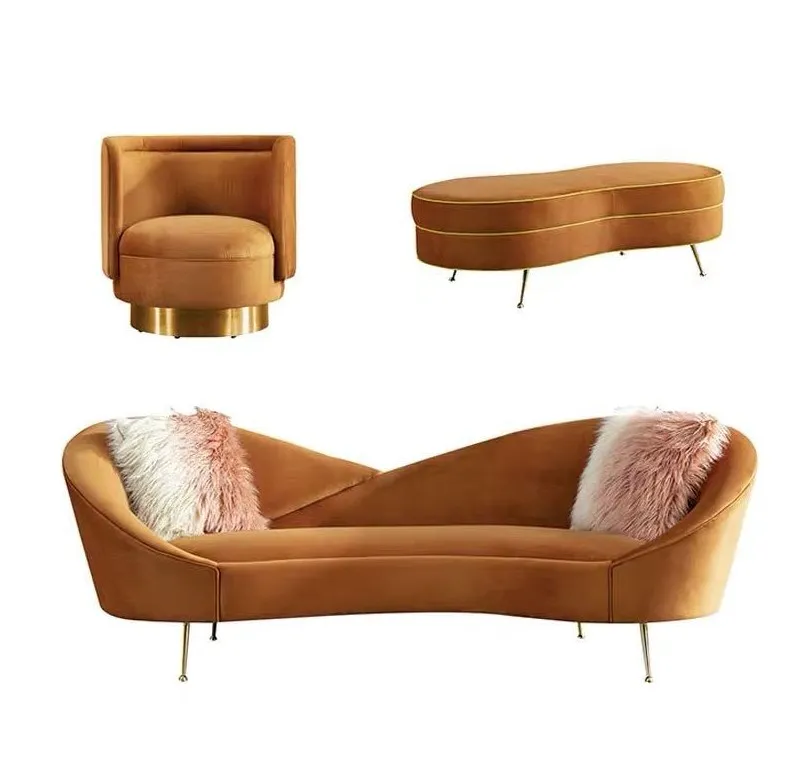 -Light Luxury Fabric 3-seat So - Interior Design Organic Modern ulasan dan harga